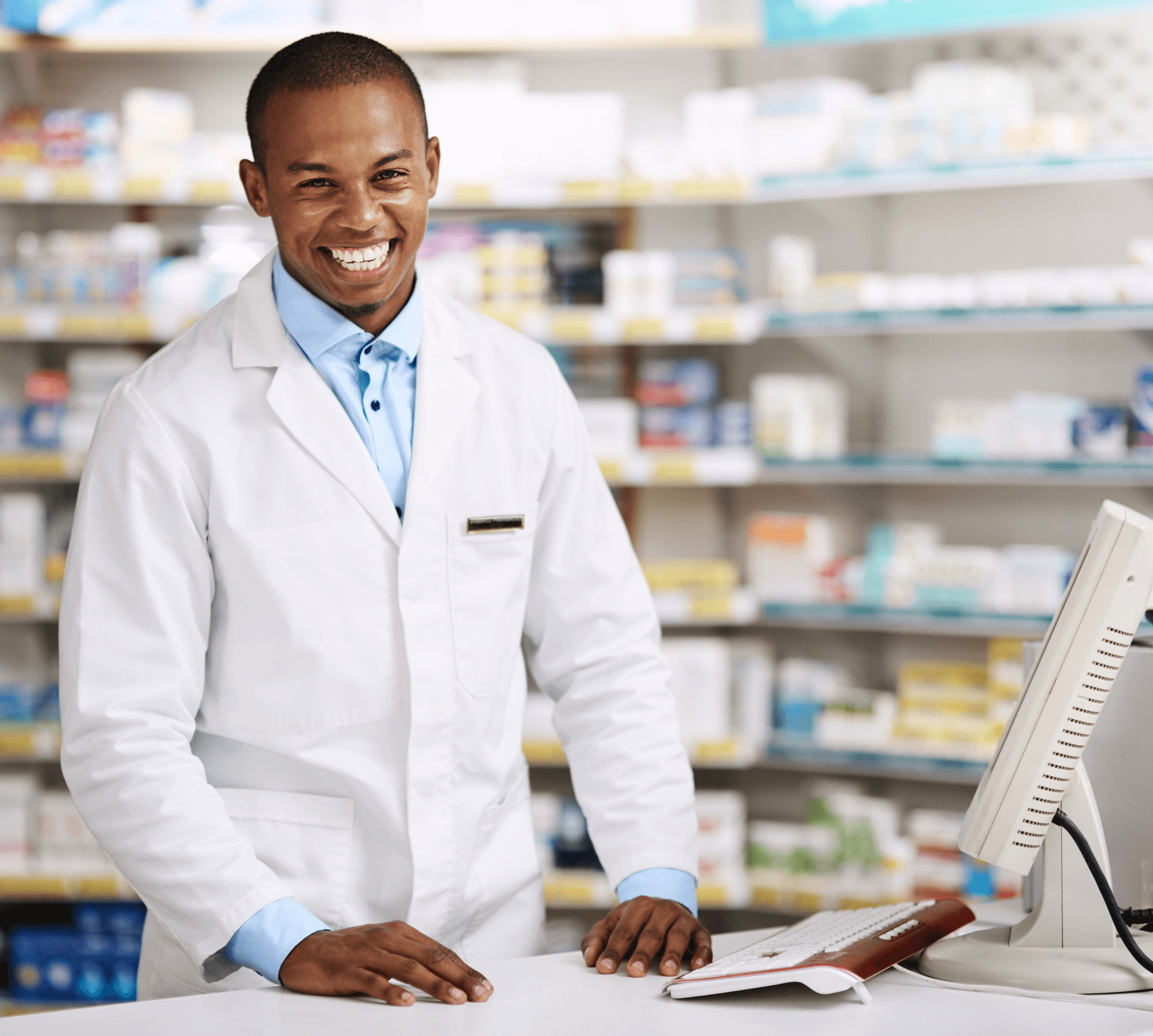 Pharmacist at the dispensary counter
